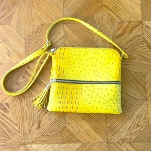 EUC Leather Yellow Crossbody Purse
